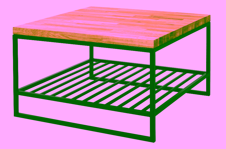 Dubový konferenční stolek. Podkrovní stolek s policí