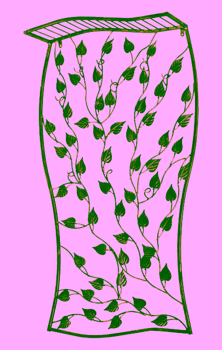 Kovový toaletní stolek. Nástěnný věšák s listy