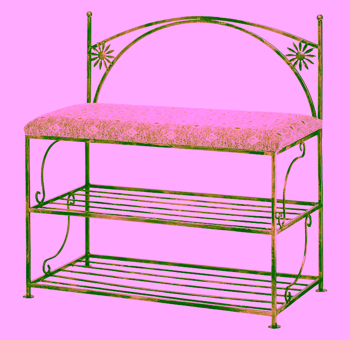 Věšák na boty s opěradlem a čalouněným sedákem