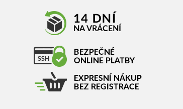 Bezpečné vrácení; Bezpečné online platby; Expresní nákup bez registrace.